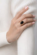 Zircon Ring Black Stone