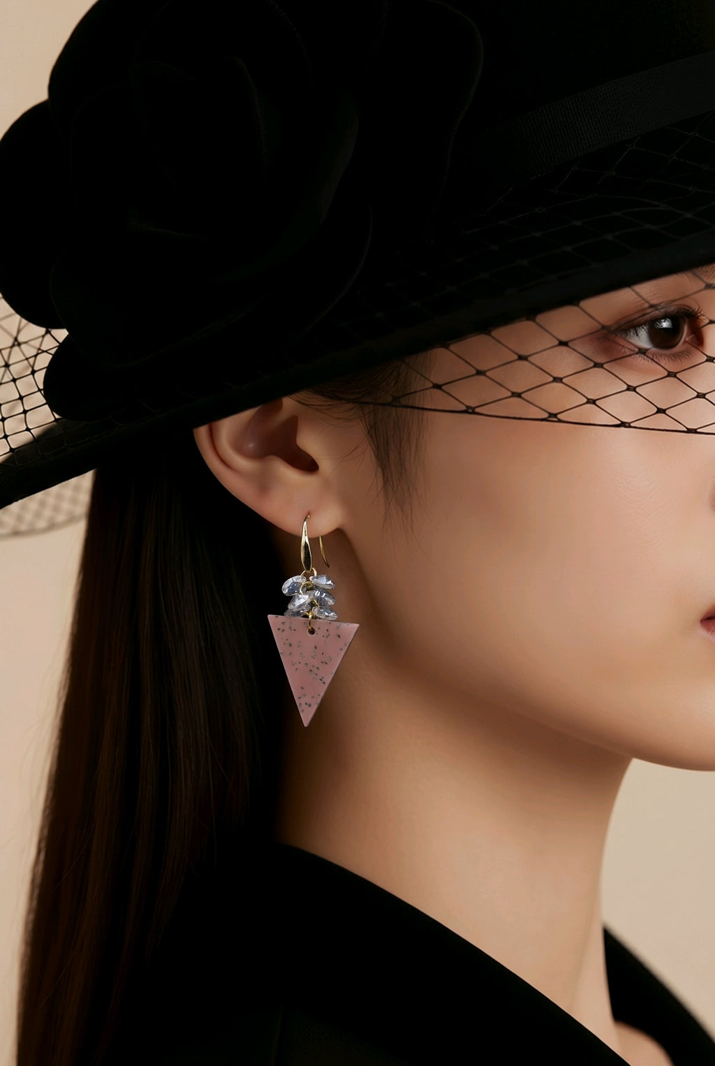 Pink Triangle Earring
